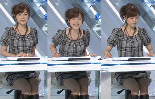 本田朋子アナ 超ミニスカワンピの股間からパンツが丸見えパンチラ画像